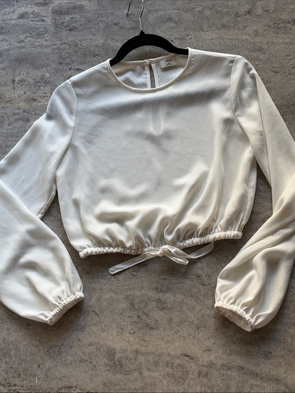 Wilfred Cream Long-Sleeve Drawstring Crop Blouse